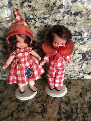 Rare Htf Set Of Vintage Nancy Ann Storybook Dolls Babes In The Wood 179