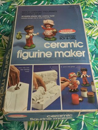 Vintage Skilcraft Ceramic Figurine Maker 269 Boy & Girl Clay Mold Crafting Kit