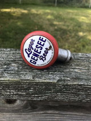 Vintage Genesee Brewing Lager Beer Ball Tap Knob Handle Red Rochester Ny