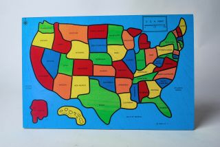 House Of Lloyd Wooden Puzzle Map Of Usa United States Vintage 1984