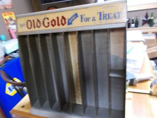 Vintage Old Gold Cigarettes Advertising Counter Top Display Wood And Metal