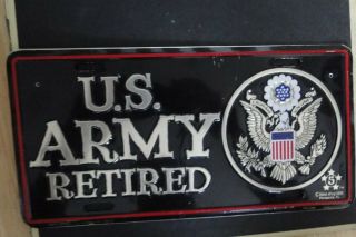 Us Army Retired License Plate Black In