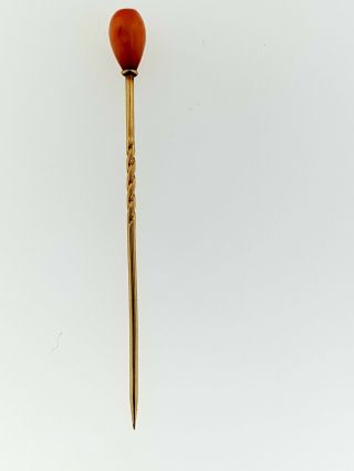 Antique 14k Gold Stickpin With Natural Conch Pearl 1.  65 Carats Pink Drop Shaped