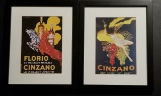 Florio Cinzano Cappiello 1930 Art Prints Framed Matted Zebra Wine Grapes Italian