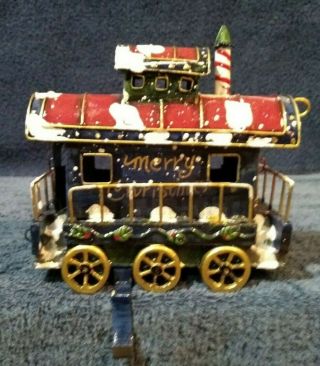 Vintage Merry Christmas Express Metal Train Caboose Stocking Holder Hanger