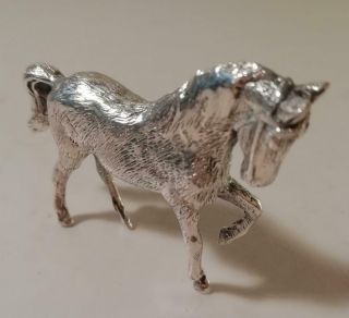A Finely Cast Silver Figure Of A Prancing Horse : London 1973