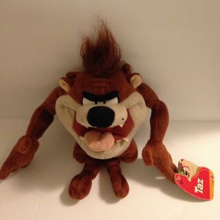 Vintage Nwt Looney Tunes Tasmanian Devil Stuffed Animal Plush Taz Toy Mattel Wb
