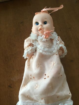Vintage 1989 6 " Mini Gerber Products Baby Girl Doll Peach Nightie Painted Eyes