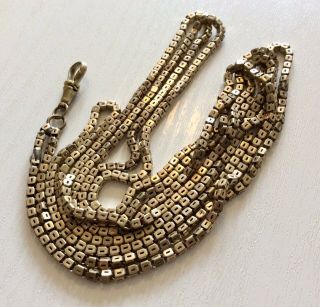 Old Antique Victorian Rolled Gold Long Guard Chain Approx 58 Inches Muff Chain