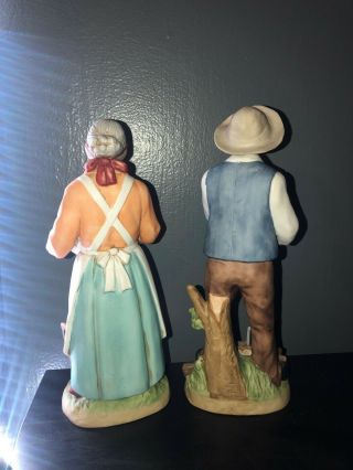 VINTAGE 10 Inch - HOMCO FIGURINES FARM COUPLE - MAN WITH AX AND WOMAN WITH BASKET 2