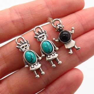 Carolyn Pollack Old Pawn Vintage Sterling Silver Turquoise Onyx Kachina Pendant