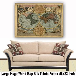 Poster Middle Ages Vintage World Map Large Huge Giant Wall Decor 46 " X32 " Inch