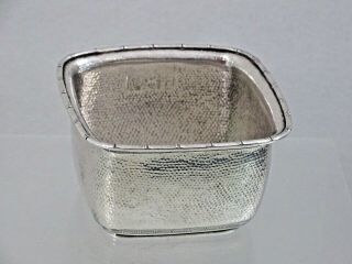 Japanese Antique Silver Candy Dish / Small Bowl Bamboo Motif Hammered Sterling