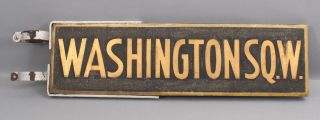 Antique 19thc York City Washington Square West Painted Wood Street Sign