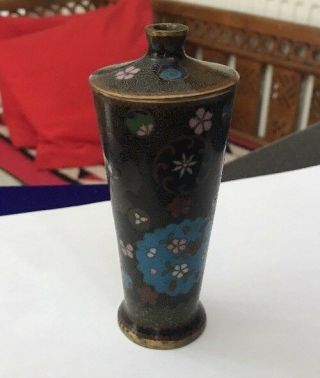 Antique Vintage Miniature Chinese Japanese CloisonnÉ Enamel Vase Floral Lovely