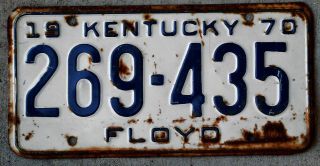 1970 Blue On White Kentucky License Plate Floyd County