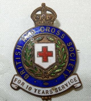 Vintage British Red Cross Badge - 10 Years Service - C Lloyd No 6782