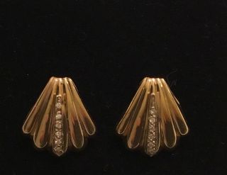Vintage 14k Gold And Diamond Earrings