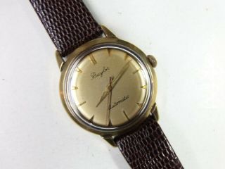 Vintage 17 J Baylor Germany Automatic Mens Watch 18k Gold 10 Micron Ep Lizard