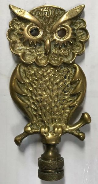 Vintage Mid Century Modern Bronze Owl Finial 3.  75 " H