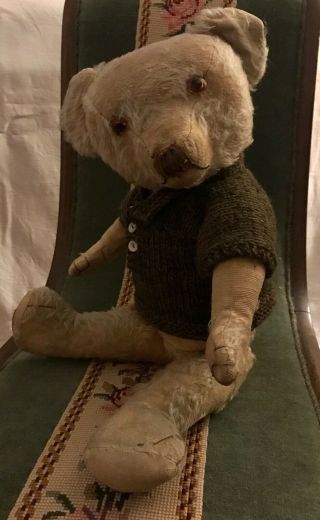 Sad Old Antique Vintage Merrythought Teddy Bear With Label 21” Needs Some Tlc