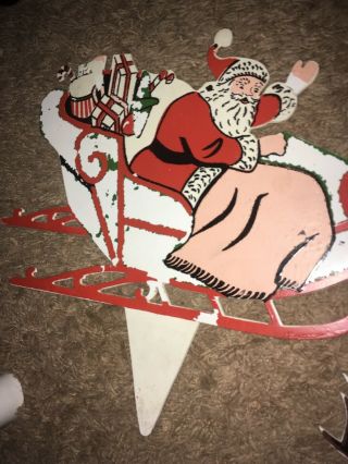 vintage Santa Sleigh and Reindeer Christmas Yard Decor ground stakes 2