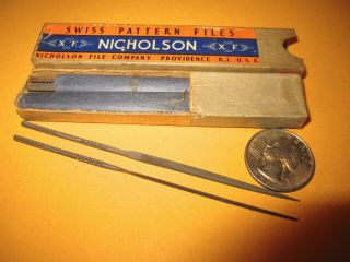 Vintage Box Of 12 Nicholson No.  00 4 " Jewelers Needle Files Very Good Cond.
