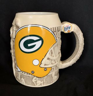 Vintage Green Bay Packers Miller Lite Ceramic Mug Stein Jerry Kramer 64