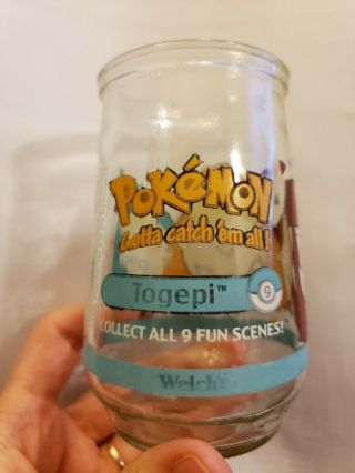 1999 POKEMON Welch ' s Jelly Jar Juice Glass 9 TOGEPI Nintendo vintage 90s 3