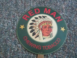 Vintage Red Man Tobacco Fan Indian Chief Cigar Store Smoking Sign Western Cowboy