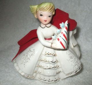 Vintage Napco Made In Japan Christmas Girl Porcelain Figure Party Hat