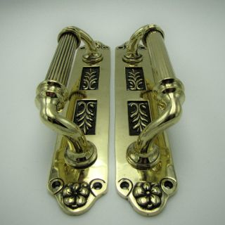 2x Pairs Of Ornate Large Brass Door Handle Pulls Shop / Bar / Pub 13 "