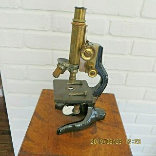 Antique Ernst Leitz Wetzlar Microscope Ser 162241 1920 Era Brass & Black