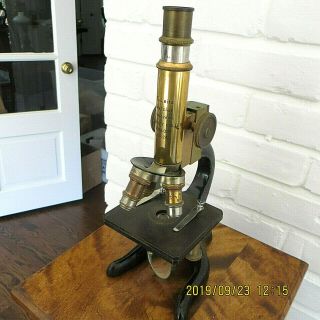 Antique Ernst Leitz Wetzlar Microscope Ser 167800 1920 Era Brass & Black