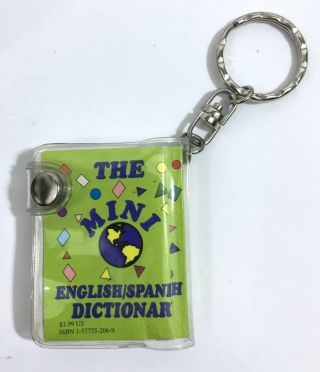 Vintage Itty - Bitty English - Spanish Dictionary Keychain B7