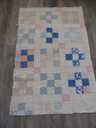 Vintage 9 Patch Cutter Quilt Piece For Crafts And Ornies