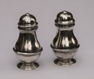 Solid Silver Salt & Pepper Shakers,  Hallmarked London 1955