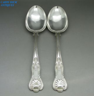 Vintage Pair Solid Sterling Silver Kings Pattern Table Spoons 200g 1977