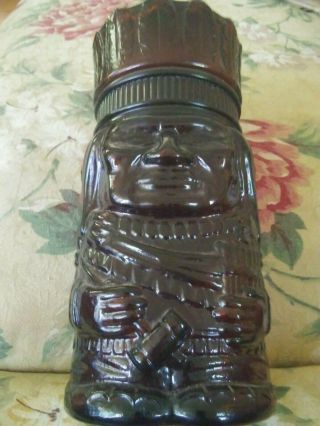 El Producto Vintage Indian Head Dark Amber Glass Cigar Humidor/canister,  Unique