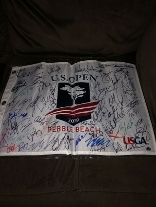 2019 Us Open Autograph Signed Field Phil Mickelson Brooks Flag
