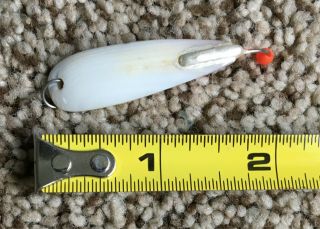 Rare Vintage Abalone Mother Of Pearl Spoon Fishing Lure W/orange Bead 2 "