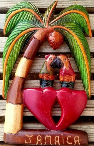 Vintage Jamaican Hand Carved Wooden Wall Art - 13 "