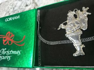 Vintage 1984 Gorham Christmas Treasures Santa Claus W Toys Ornament Silver Plate