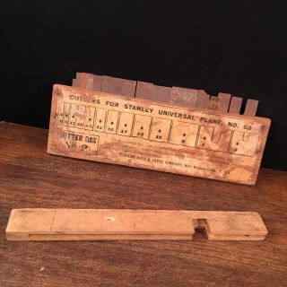 Antique Wood Plane Stanley Rule & Level Cutters No.  55 Universal Cutter Box No 2