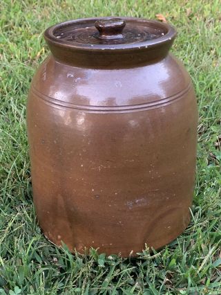 Antique Farrar And Wait Stoneware Crock Jar W/ Lid Scarce Mark 2