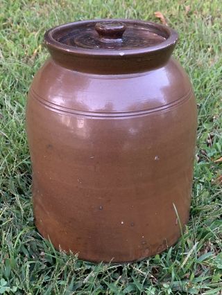 Antique Farrar And Wait Stoneware Crock Jar W/ Lid Scarce Mark 3