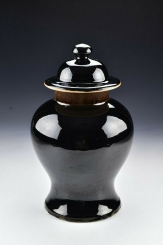 Antique Chinese Porcelain Mirror Black Glaze Ginger Jar 18th / 19th Century