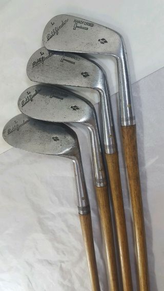 Antique Hickory Shaft Wood Golf 4 Club Set Matching Pathfinder Cond