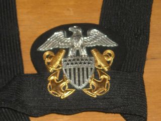 Vintage 1980’s Us Navy Officer Naval Bancroft Hat Dress Cap Emblem Badge