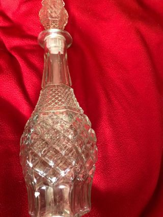 15”tall Etched Glass Decanter Vintage Great For Wine Or Other Spirits